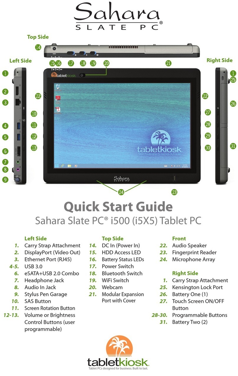 TabletKiosk Sahara Slate PC i500 quick start guide