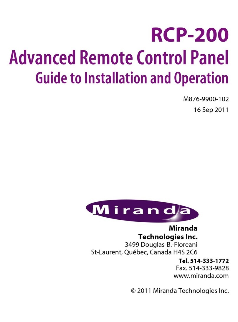 Miranda RCP-200 Guide to installation and operation