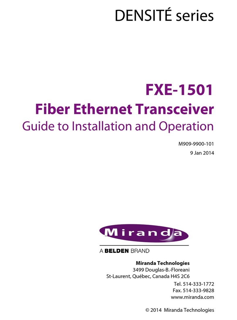Miranda FXE-1501 Guide to installation and operation