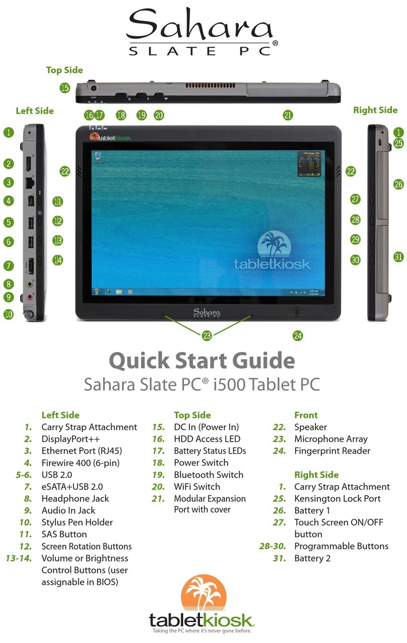 TabletKiosk Sahara Slate PC i500 quick start guide