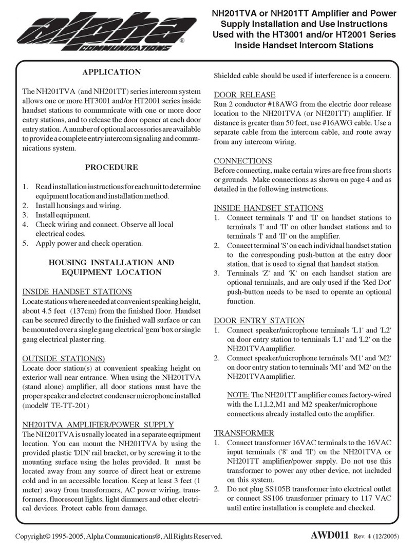 Alpha NH201TVA Operating and maintenance manual