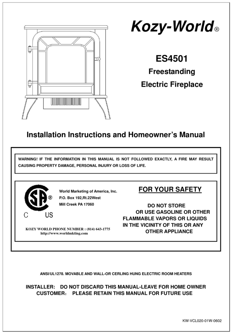 Kozy-World ES4501 Installation instructions and homeowner's manual Kozy-World ES4501 Installation instructions and homeowner's manual
