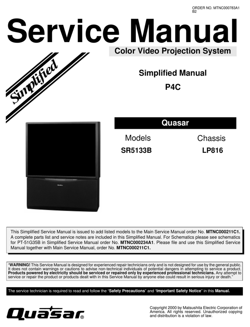 Quasar SR5133B - 51" PROJECTION TV Service manual
