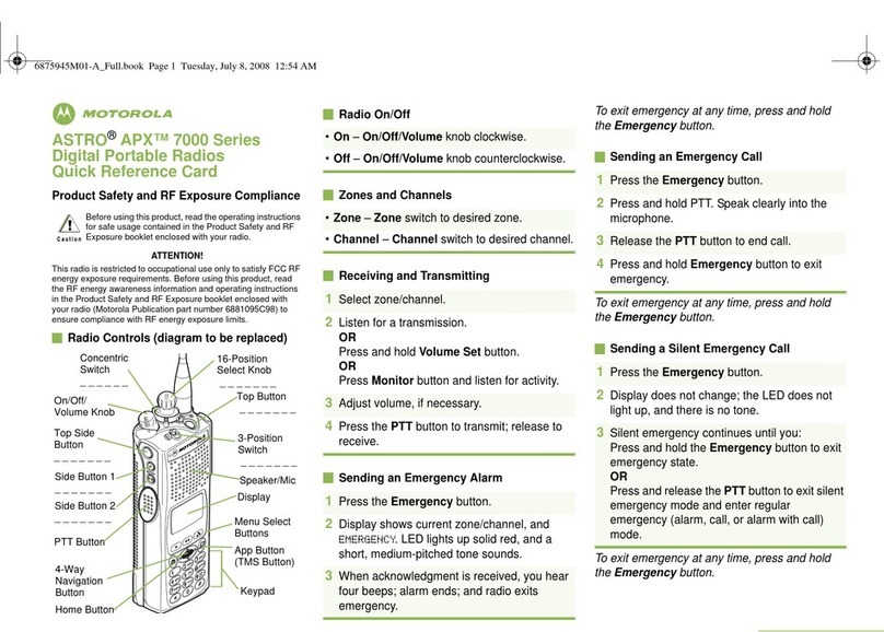 Motorola ASTRO APX 7000 Quick reference card