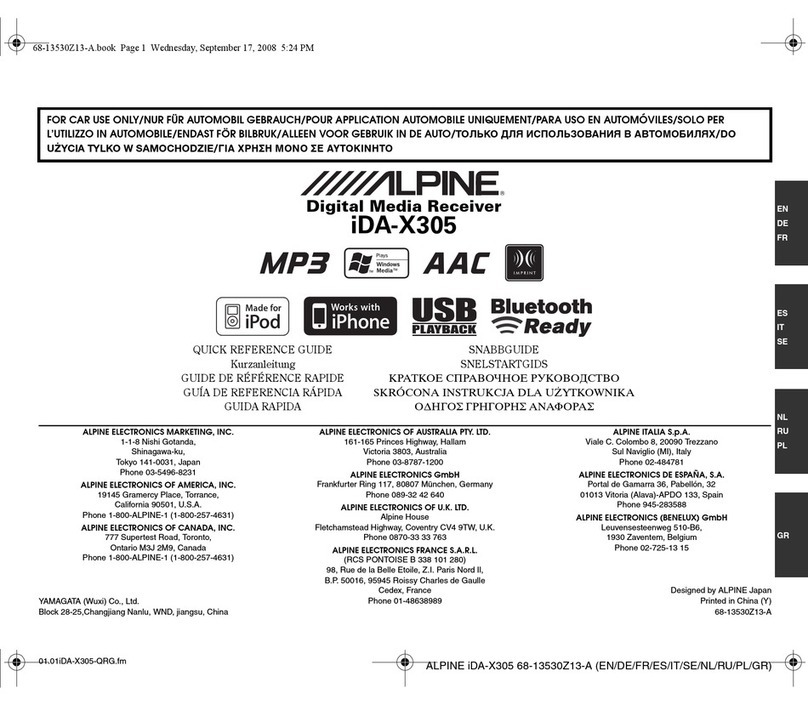 Alpine IDA-X305 Quick reference guide