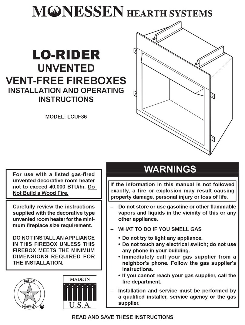 Monessen Hearth LO-RIDER LCUF36 Installation and operating instructions
