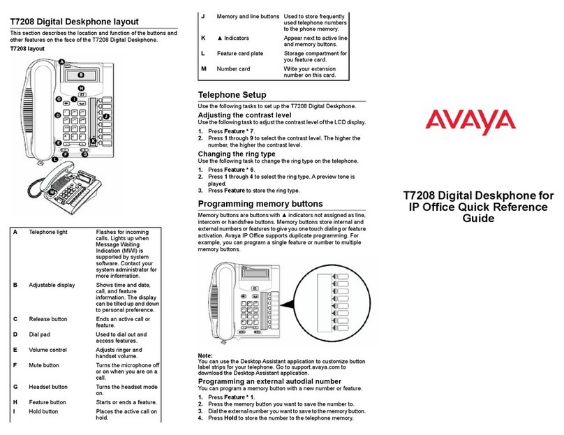 Avaya T7208 User manual