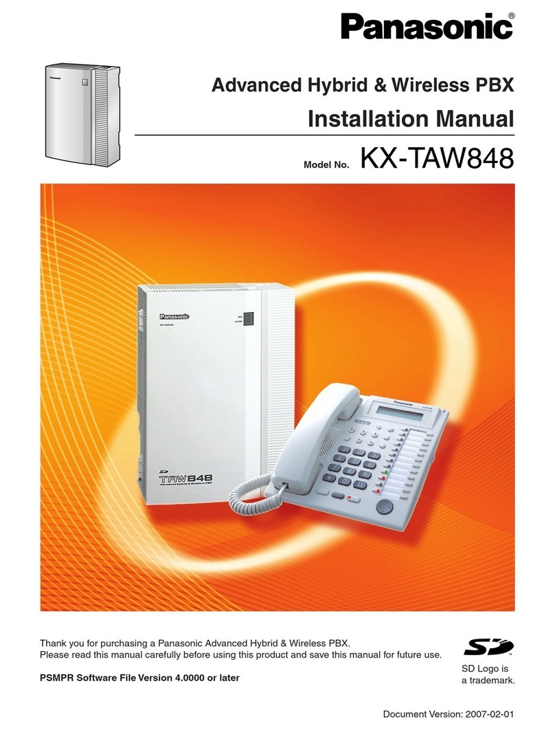 Panasonic KX- TAW848 installation manual Panasonic KX- TAW848 installation manual