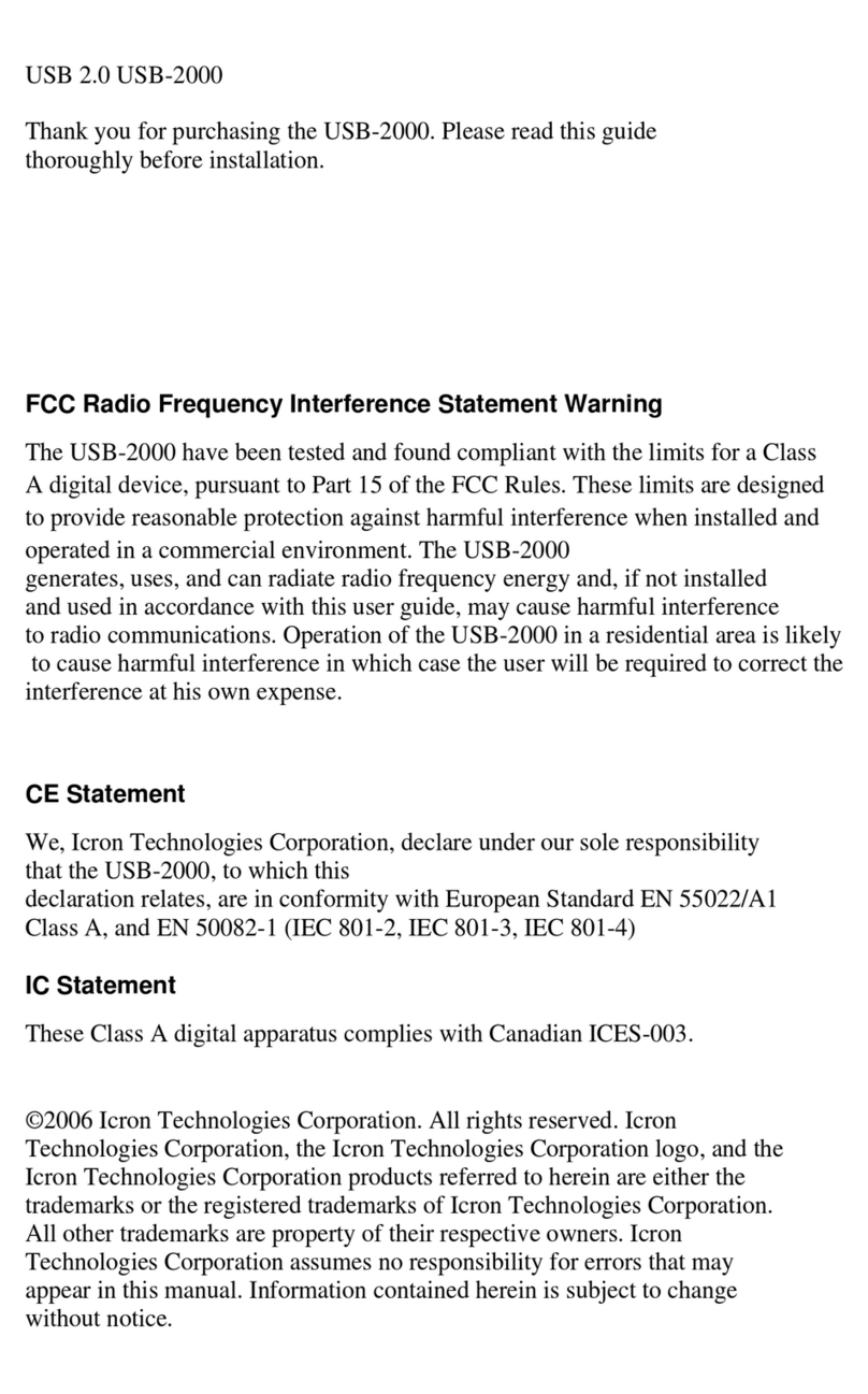 Icron USB-2000 User manual