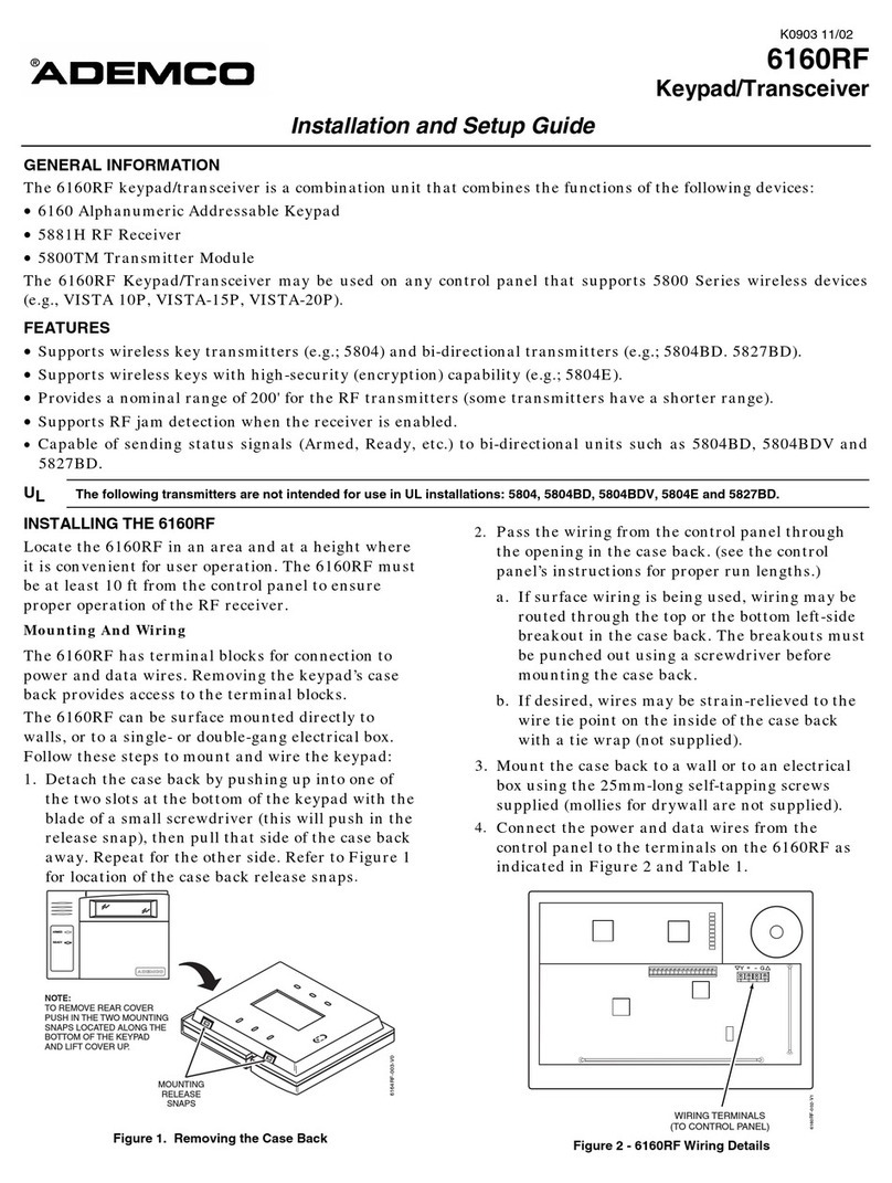 ADEMCO 6160RF Installation and setup guide