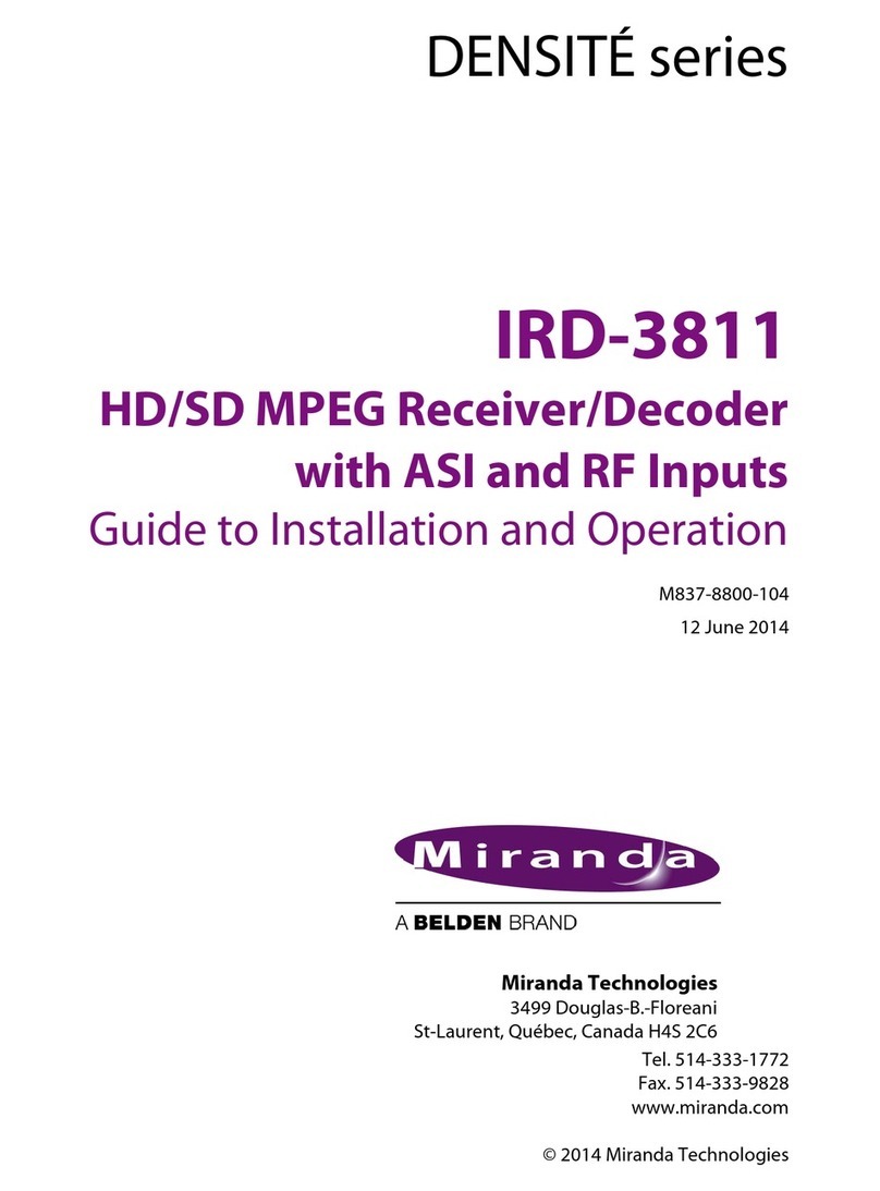 Miranda DENSITE IRD-3811 Guide to installation and operation