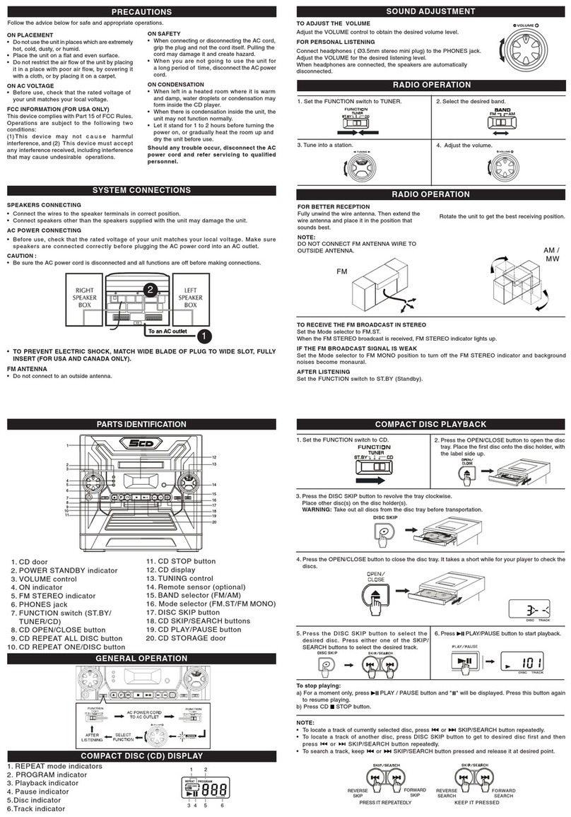 Durabrand 5 CD Changer Home Stereo System operating instructions
