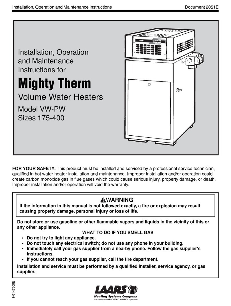 Laars VW-PW Installation, operation and maintenance instructions Laars VW-PW Installation, operation and maintenance instructions