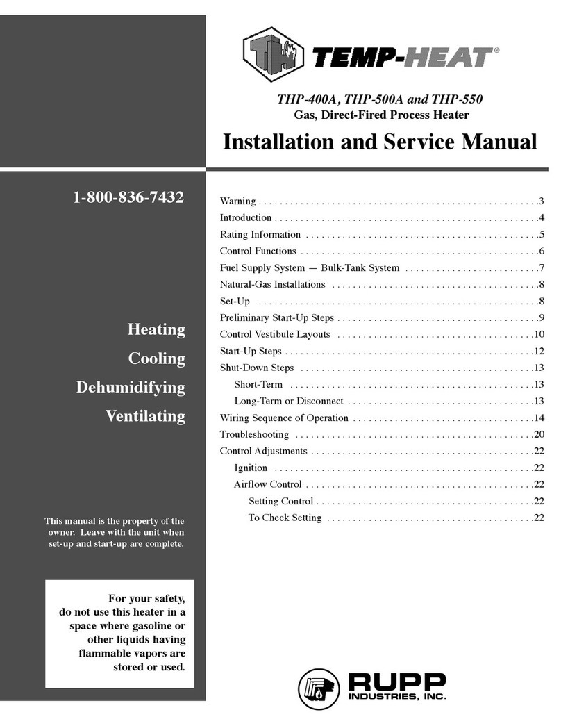 Temp-Heat THP-400A Installation and service manual