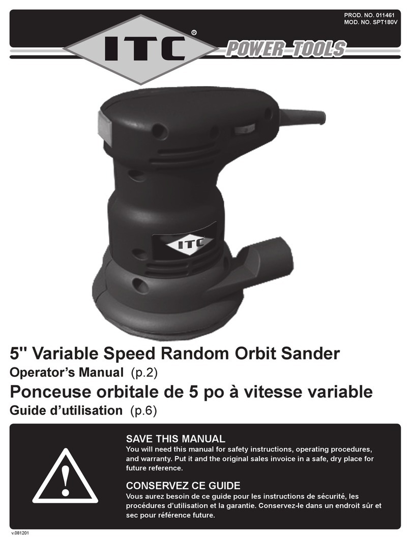 ITC 5" Variable Speed Random Orbit Sander User manual