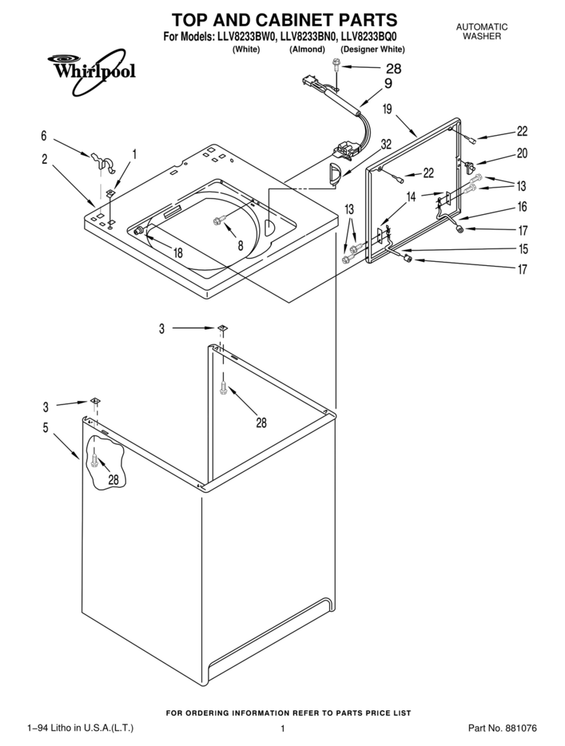 Whirlpool LLV8233BW0 parts list