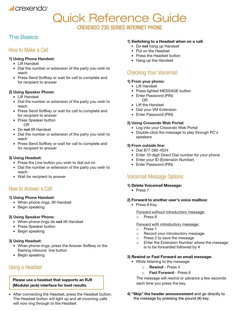 Crexendo 230 SERIES Quick reference guide