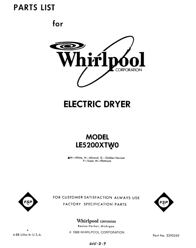 Whirlpool LE5200XTW0 parts list
