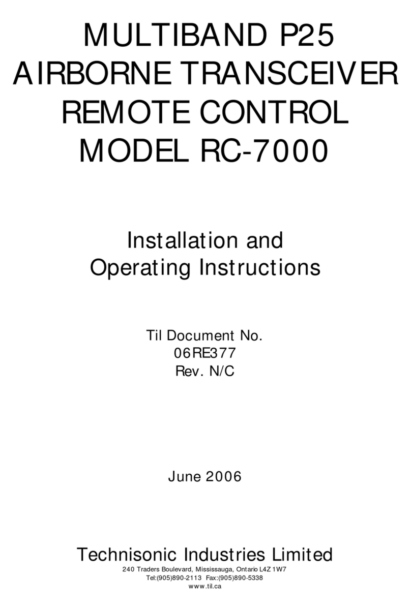 Technisonic Industries Limited RC-7000 Installation and operating instructions