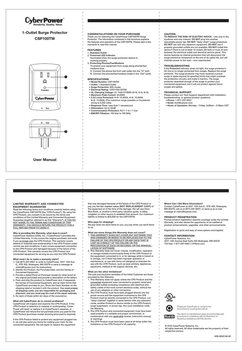 CyberPower CSP100TW User manual