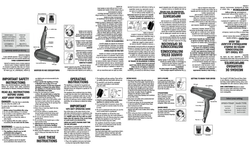 Conair Thermal Shine 121NP User manual