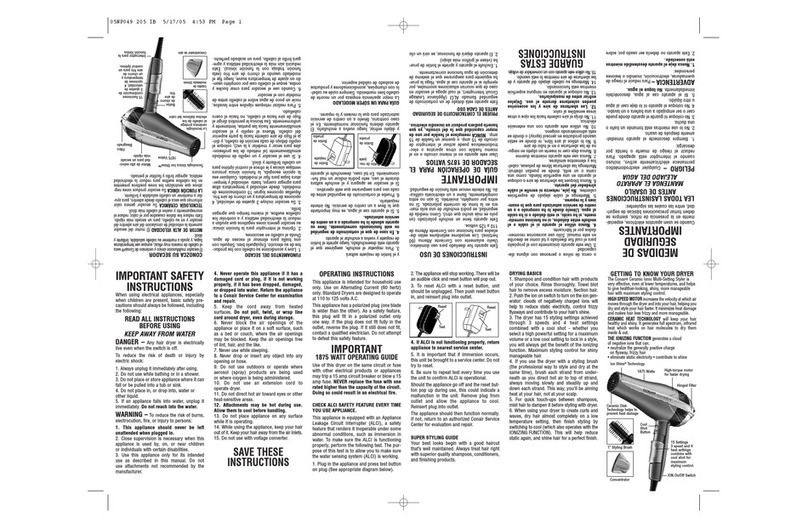 Conair 205 Instruction & styling guide