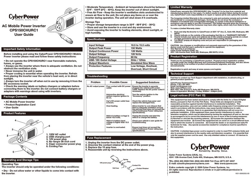CyberPower CPS150CHURC1 user guide CyberPower CPS150CHURC1 user guide