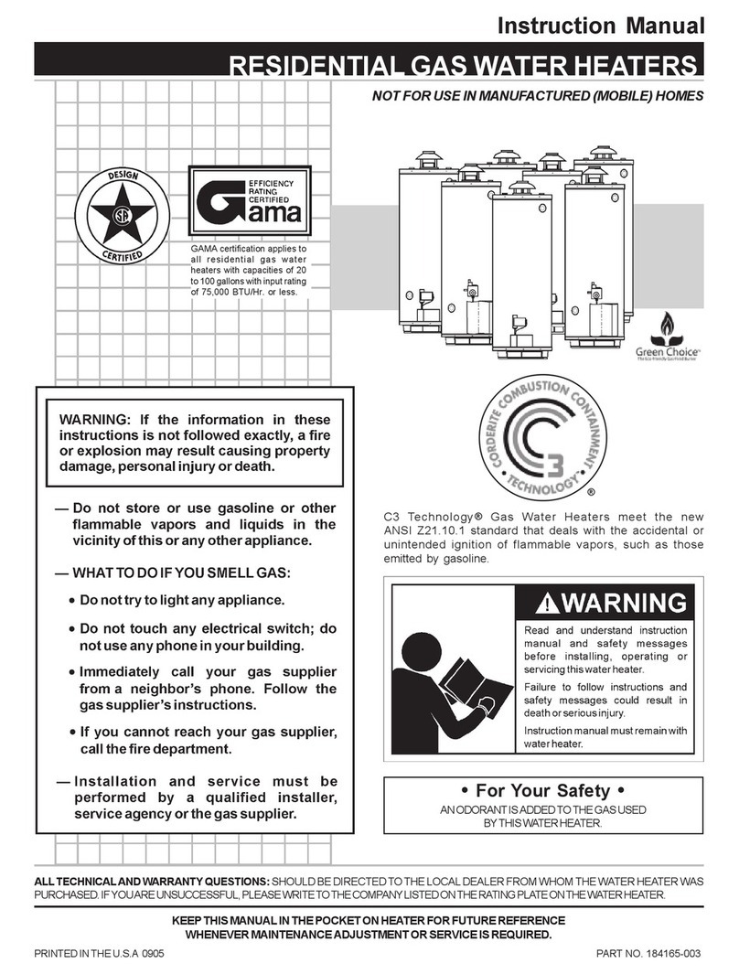 C3 Technology RESIDENTIAL GAS WATER HEATERS instruction manual C3 Technology RESIDENTIAL GAS WATER HEATERS instruction manual