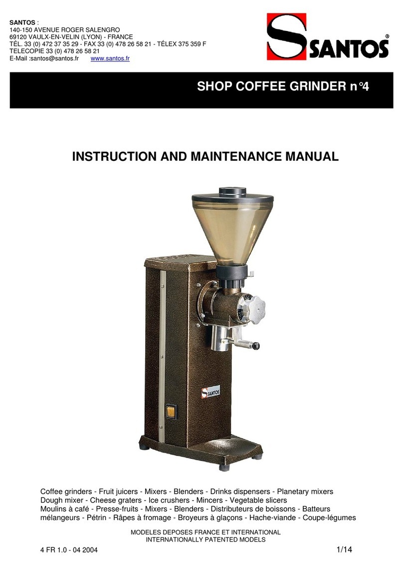 Santos SHOP COFFEE GRINDER Instruction and maintenance manual