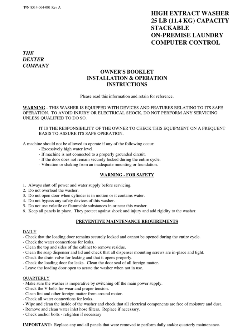 Dexter Laundry HIGH SPEED 25LB WASHER Installation instructions Dexter Laundry HIGH SPEED 25LB WASHER Installation instructions