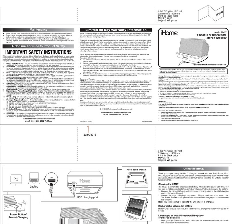 iHome iHM27 quick guide