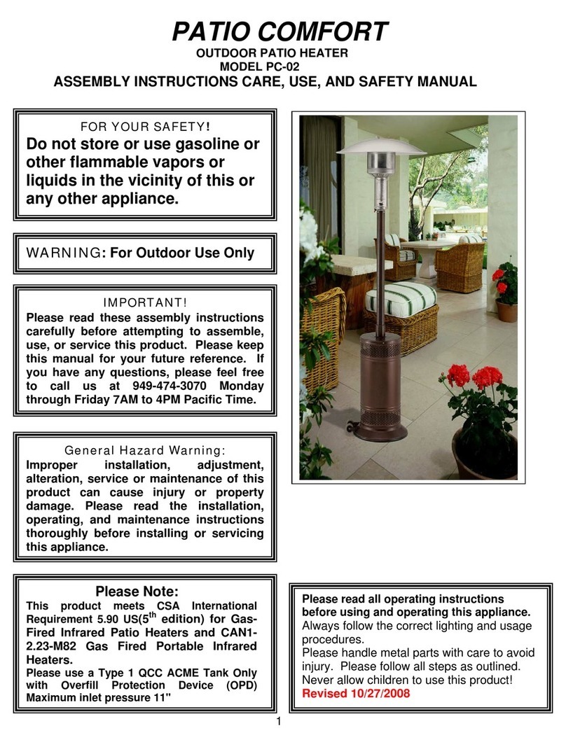 patio PC-02 CAB Assembly instructions  care, use, and safety manual