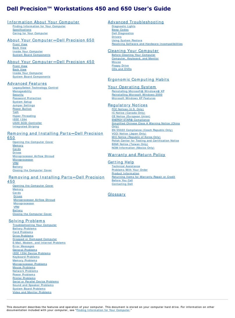 Dell Precision Workstation 450 User manual Dell Precision Workstation 450 User manual