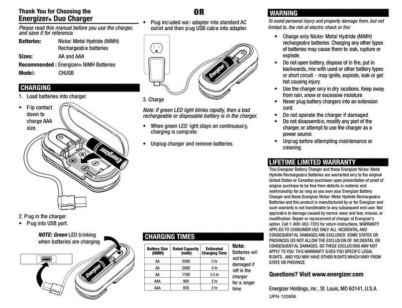 Energizer Duo Charger CHUS8 quick guide