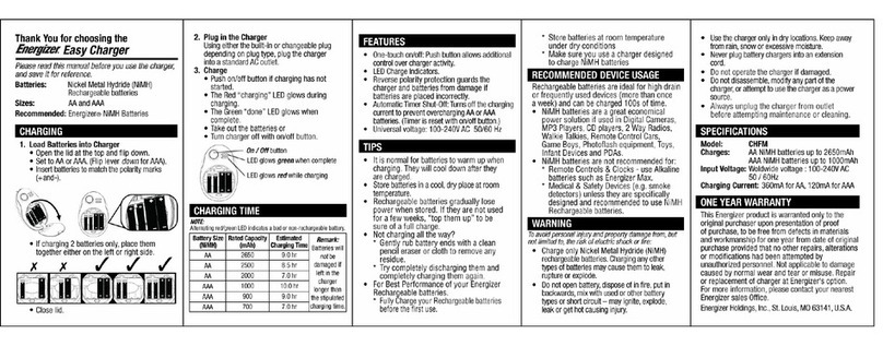 Energizer Easy Charger CHFM User manual