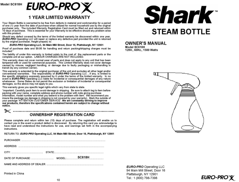 Shark SC618H owner's manual