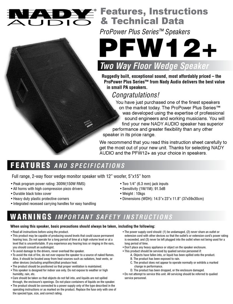 Nady Audio PFW12+ Features, instructions & technical data