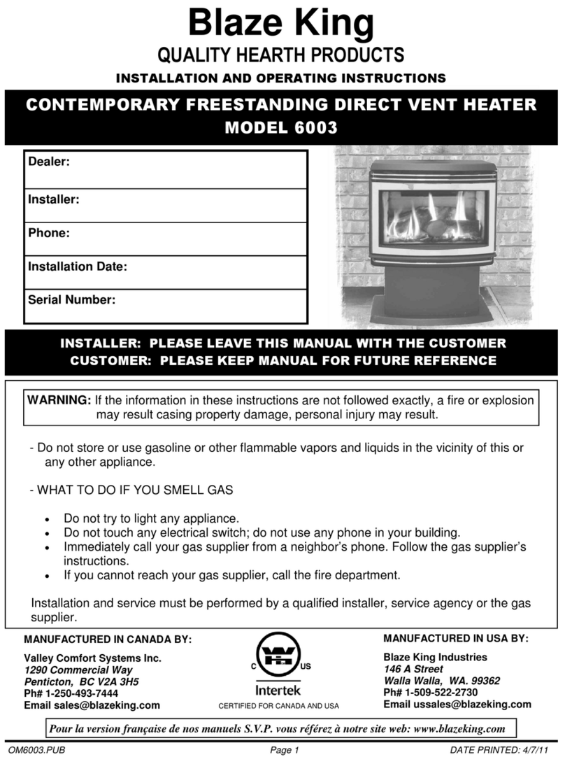 Blaze King 6003 User manual