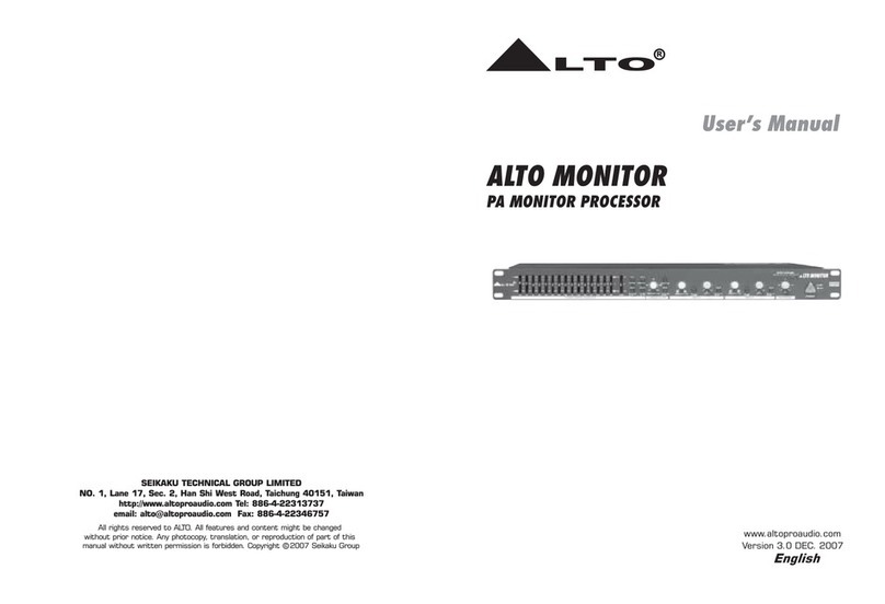 Alto PA MONITOR PROCESSOR User manual