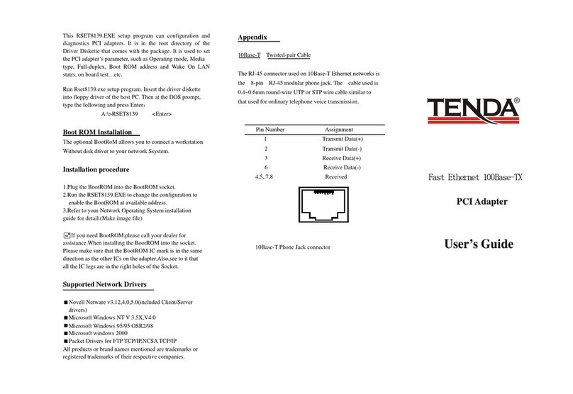 Tenda Fast Ethernet 100Base-TX User manual Tenda Fast Ethernet 100Base-TX User manual