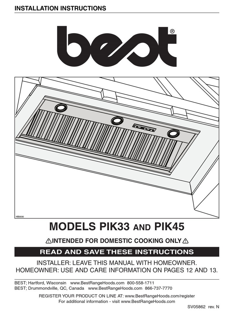 BEST Range Hoods PIK33 installation instructions