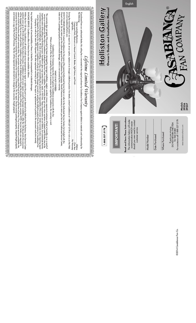 Casablanca Holliston Gallery 59536 Owner's guide and installation manual