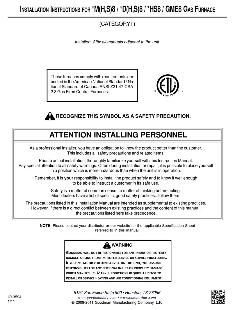 Goodman MH8 User manual