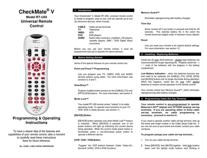 Contec RT-U50 Programming & operating instructions