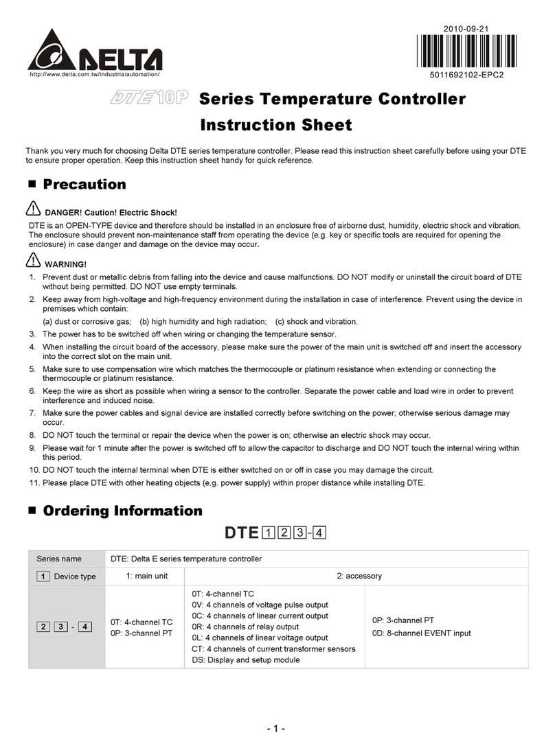 Delta DTE10P Series instruction sheet