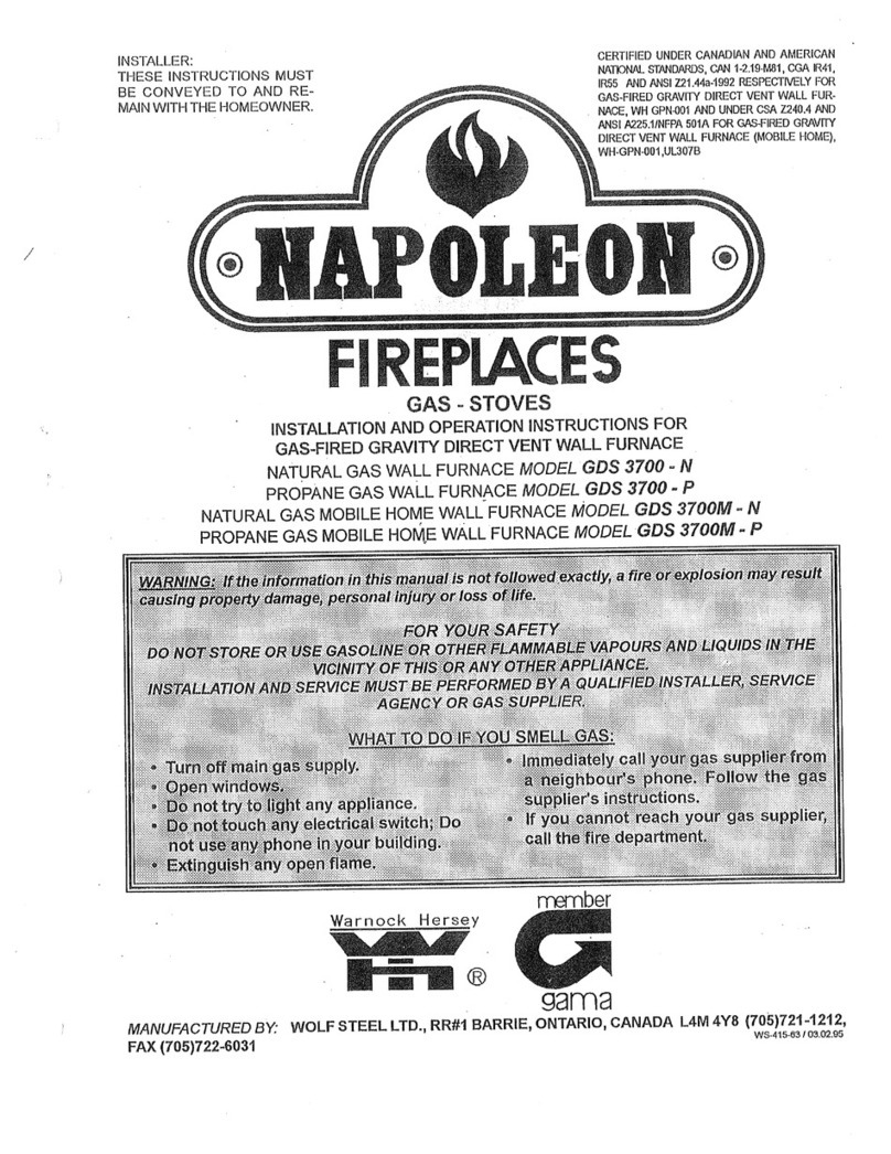Napoleon GDS3700-N Installation and operation instructions Napoleon GDS3700-N Installation and operation instructions