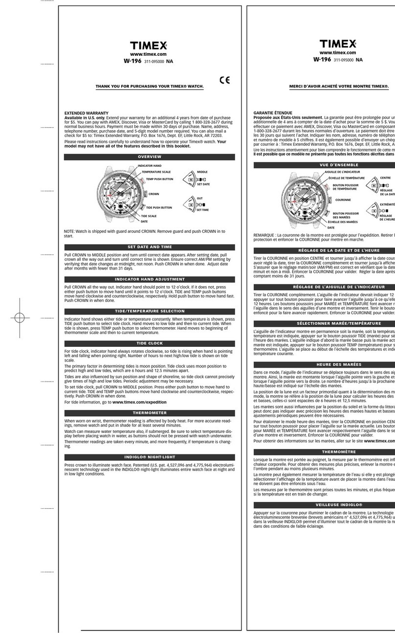Timex W-196 User manual