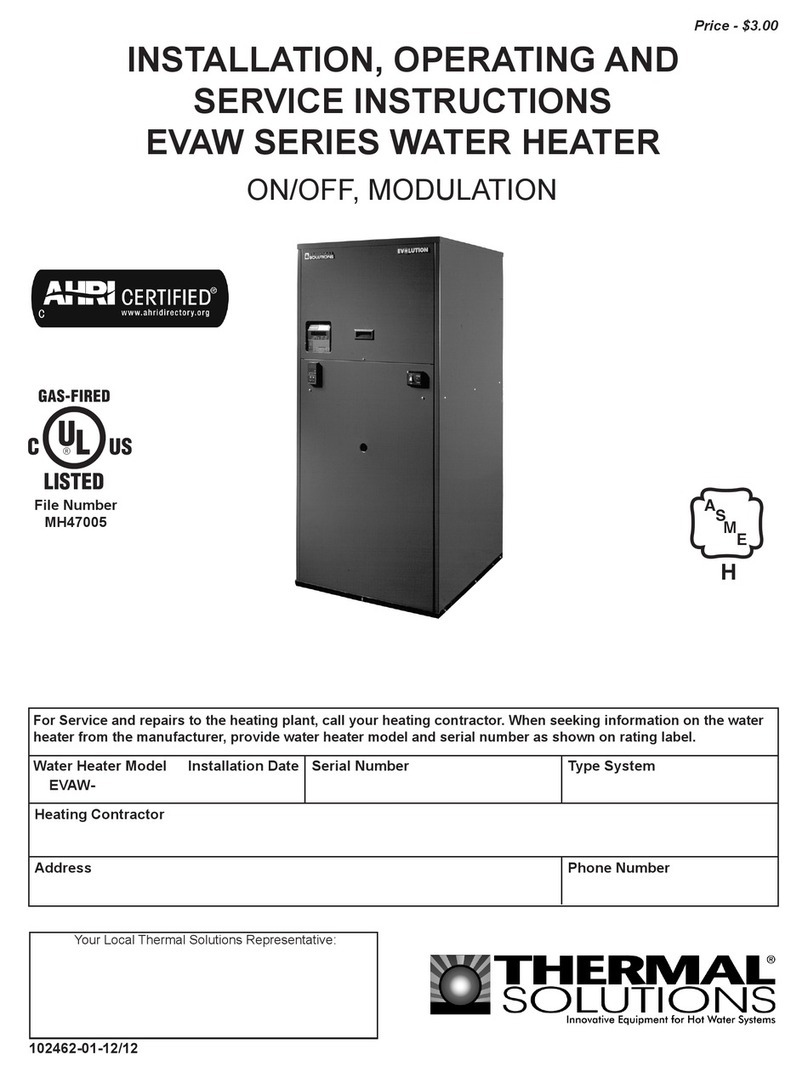 Thermal Solutions EVAW Series Installation, operating and service instructions Thermal Solutions EVAW Series Installation, operating and service instructions