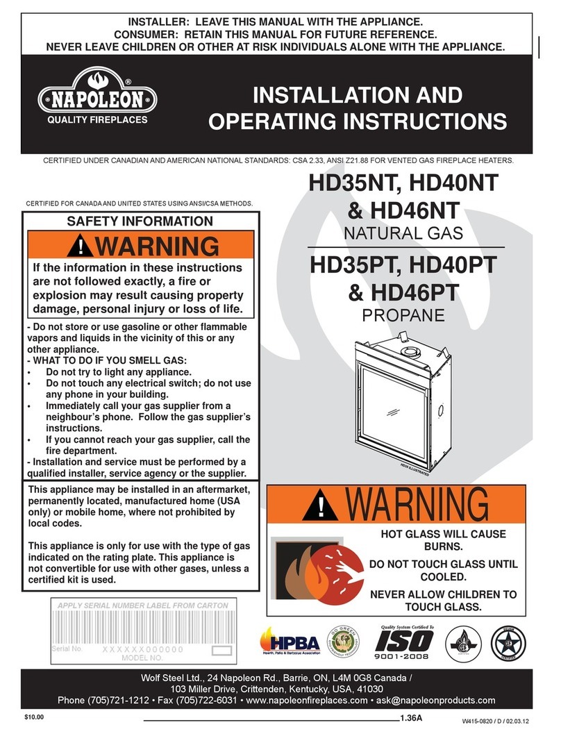 Napoleon HD35NT Installation and operating instructions