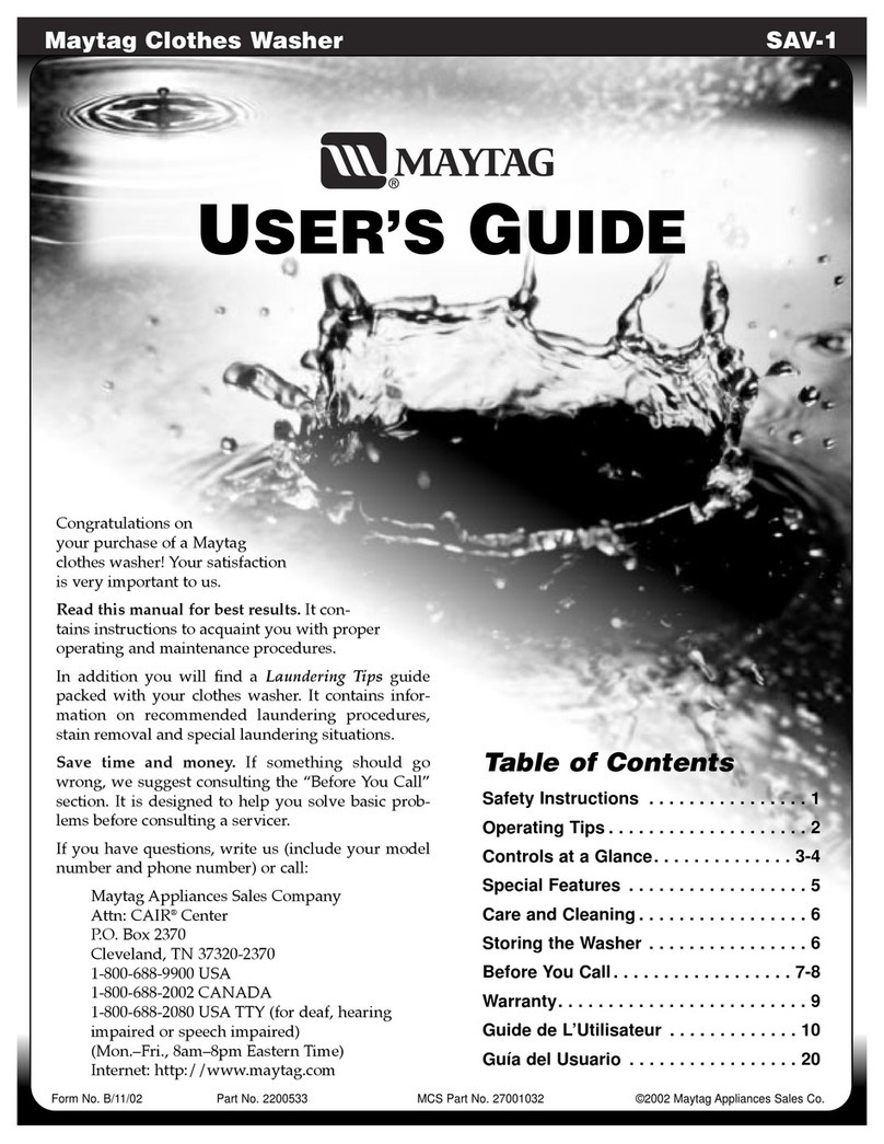 Maytag SAV-1 User manual